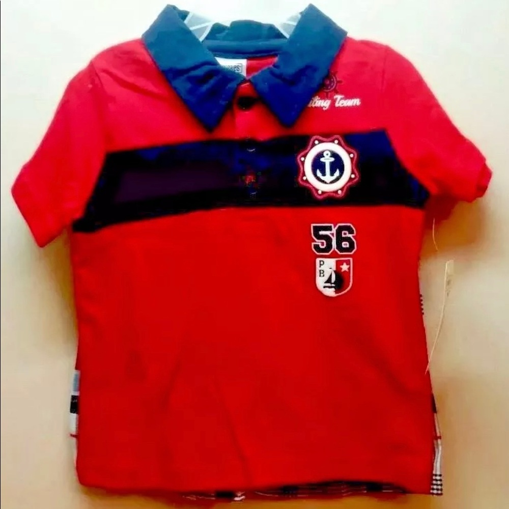 Sailing Team Boys Outfit Red Navy White 18 M